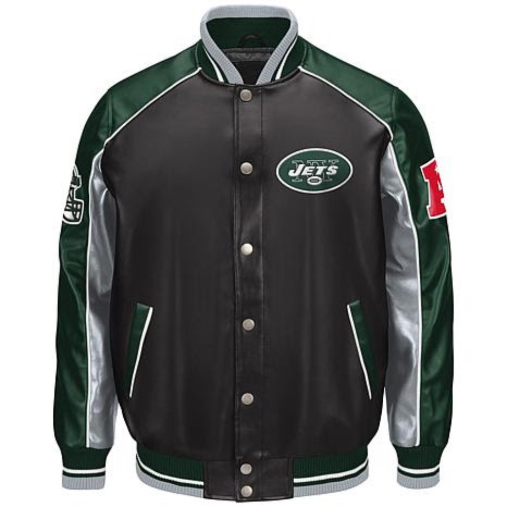 NWT NFL New York Jets Faux Leather Jacket LARGE